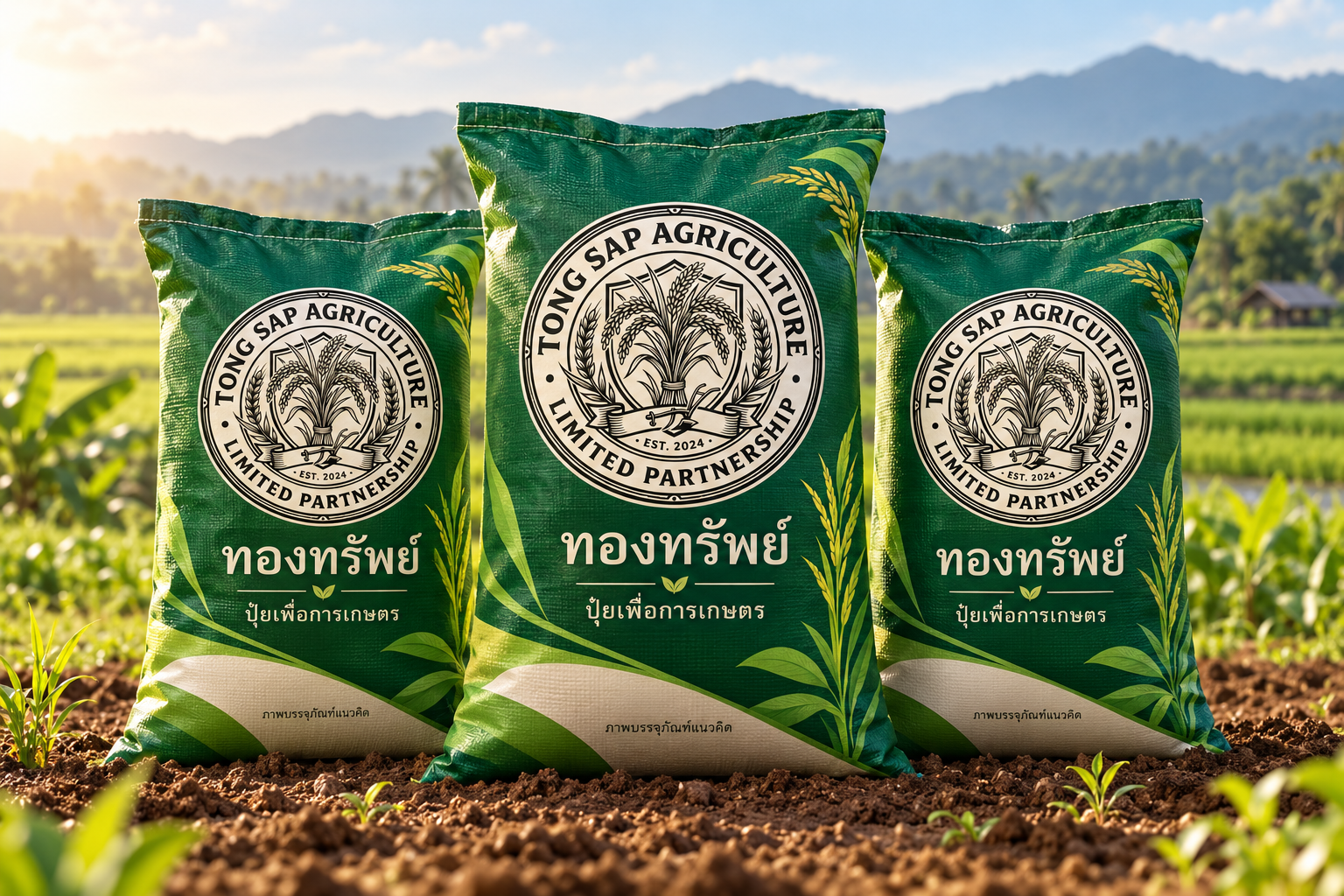 แนวคิดบรรจุภัณฑ์ปุ๋ย Tong Sap Agriculture โทนสีเขียว
